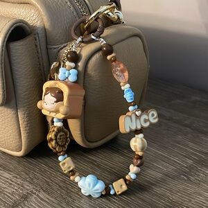 Handmade Bag charm with Pop Mart Popbean Skull panda